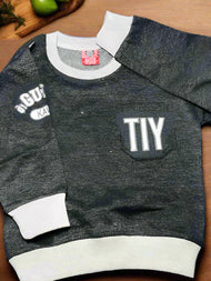 Boys' Stylish Charcoal Grey Sweatshirt with White Accents