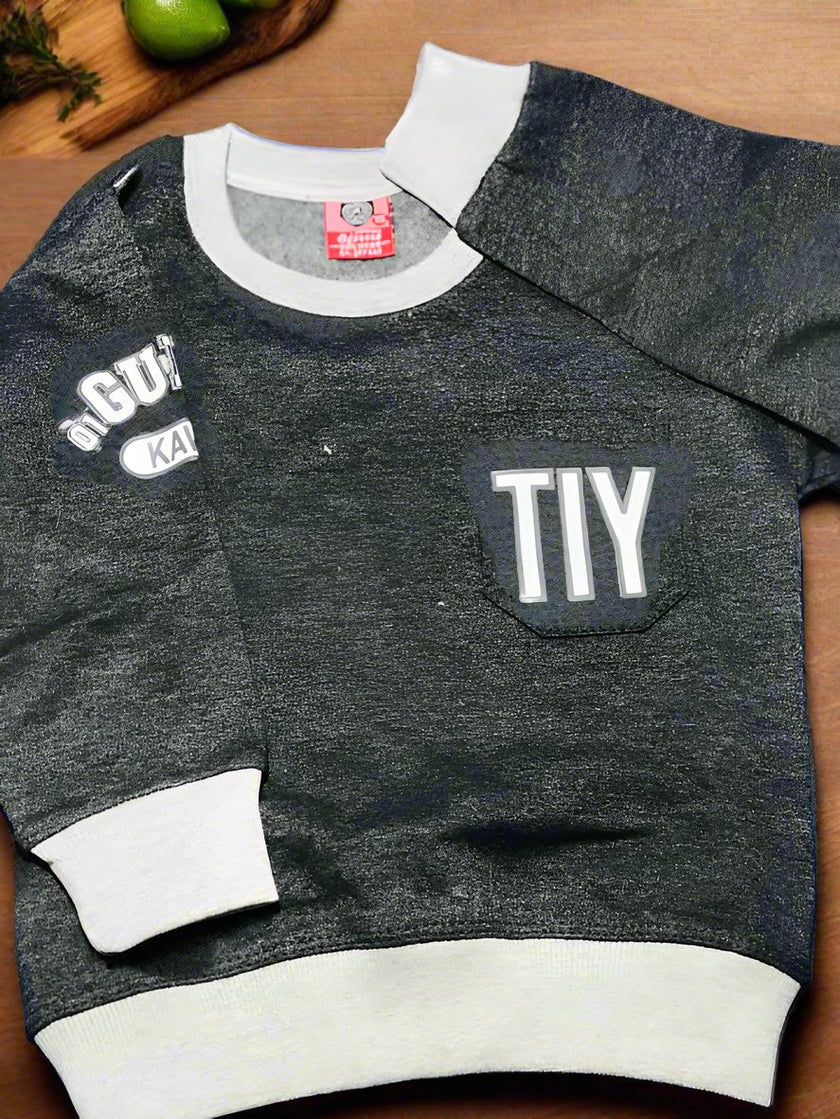 Boys' Stylish Charcoal Grey Sweatshirt with White Accents