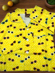Bright and Fun Sunglasses Print Kids Night Suit
