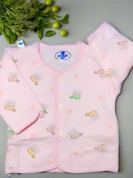 Cozy Newborn Romper Set for Baby Girls - Soft Pink with Adorable Bear Print