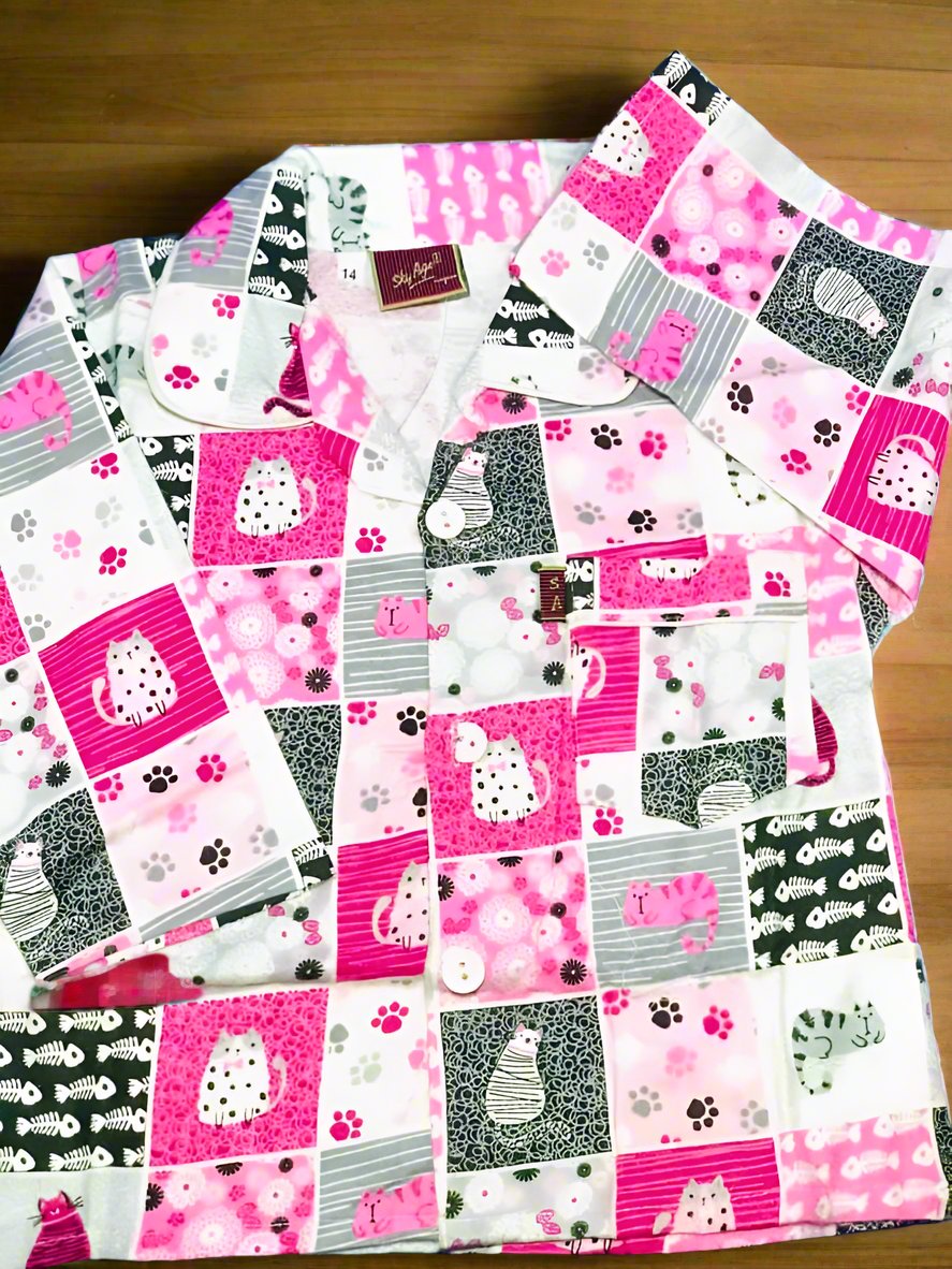 Cute & Cozy Kitty Patchwork Night Suit for Kids