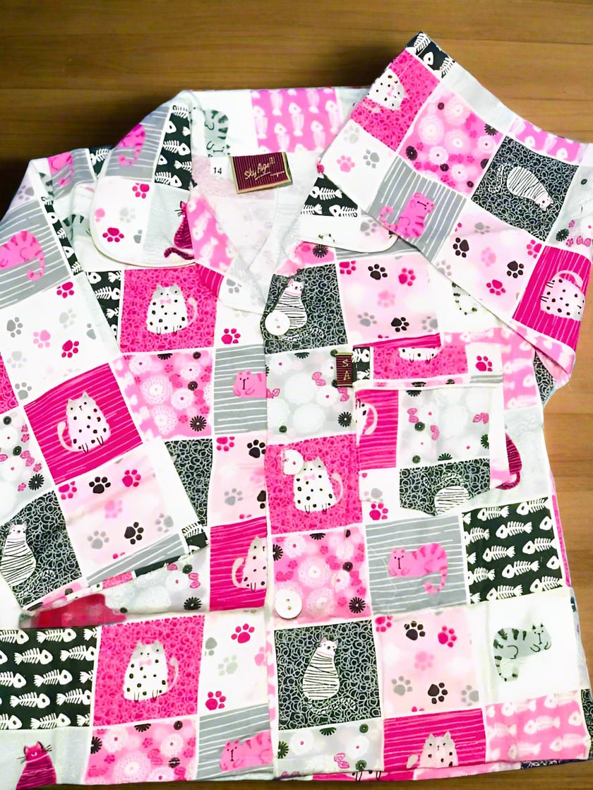 Cute & Cozy Kitty Patchwork Night Suit for Kids