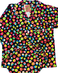 Bright and Fun Cupcake Print Girls' Night Suit