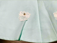 Elegant Lace-Trimmed Mint Green Girls' Fancy Frock Set with White Leggings