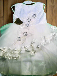 Elegant White Floral Embellished Girls' Fancy Dress