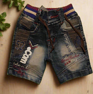 Stylish Boys' Distressed Denim Shorts with Embroidered Details