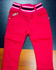 Girls' Stylish Pink Elastic Waist Jeans - Comfort Fit