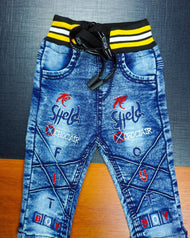 Stylish Kids' Denim Jogger Jeans with Colorful Embroidery