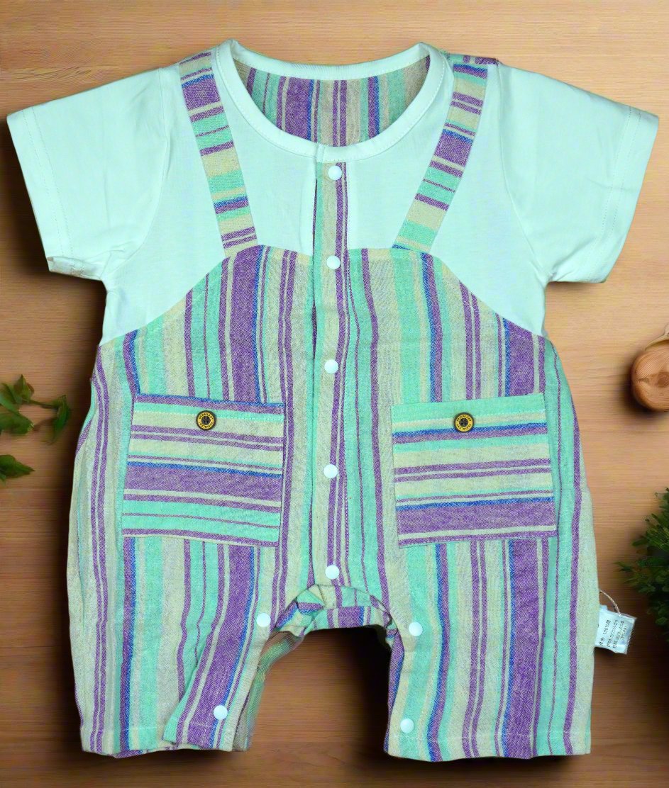 Colorful Striped Cotton Romper for Babies - Soft and Comfy Summer Overalls