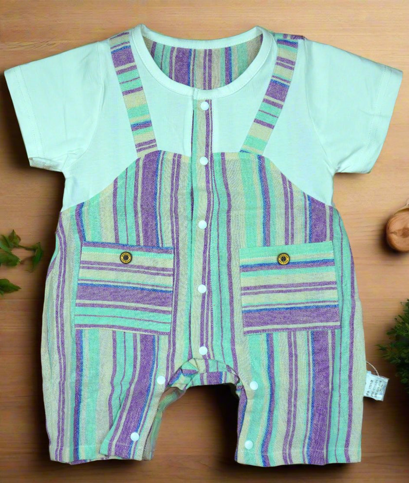 Colorful Striped Cotton Romper for Babies - Soft and Comfy Summer Overalls