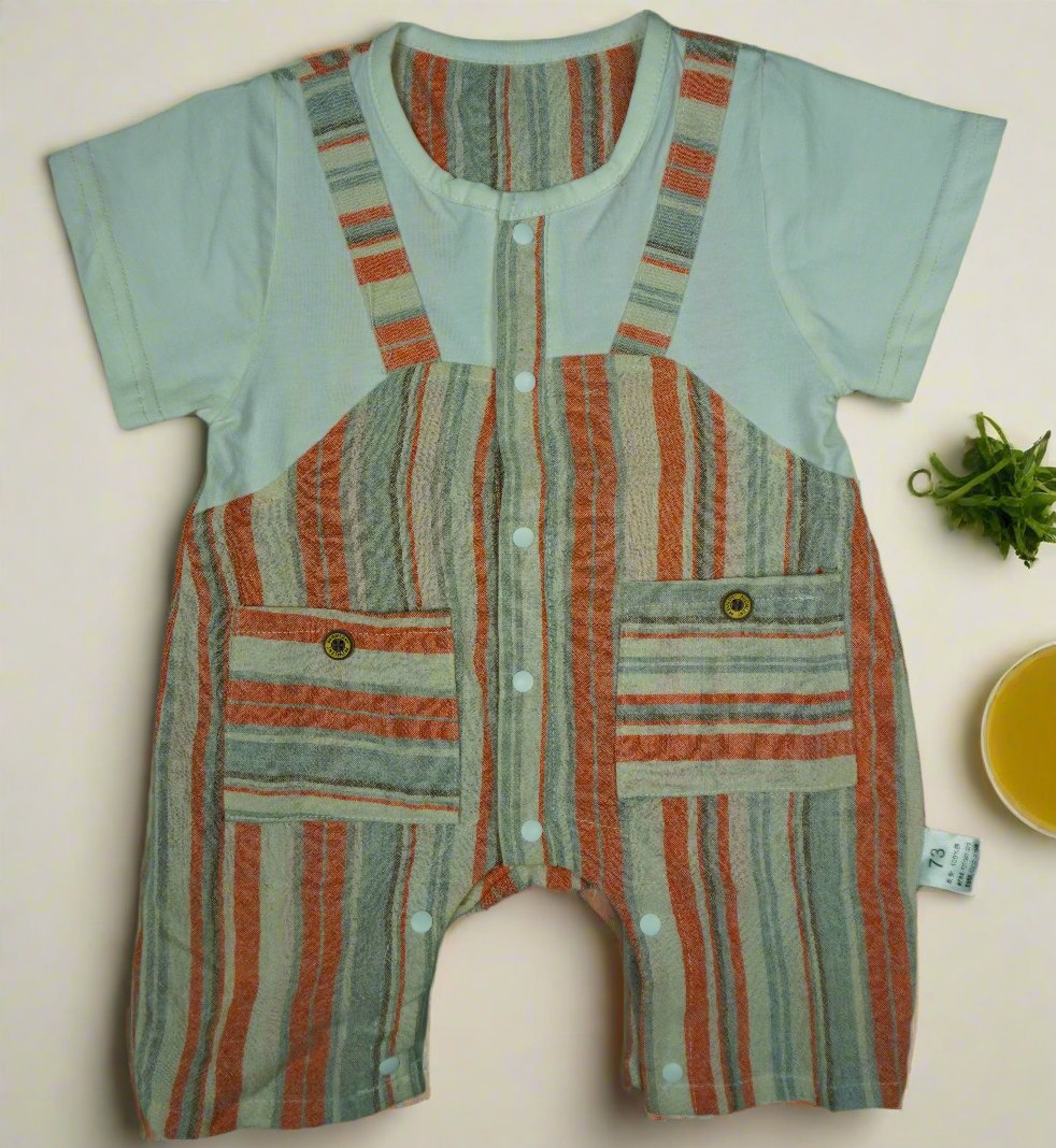 Colorful Striped Cotton Romper for Babies - Soft and Comfy Summer Overalls