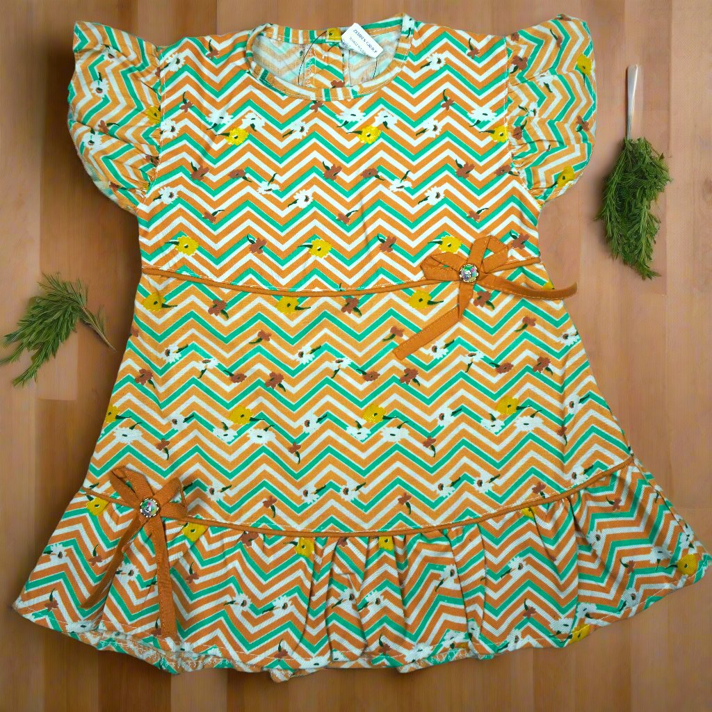 Chic Chevron Top and Embroidered Jeans Set for Girls