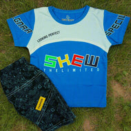 Stylish Boys' Graphic T-Shirt & Shorts Set - "SKEW" Design