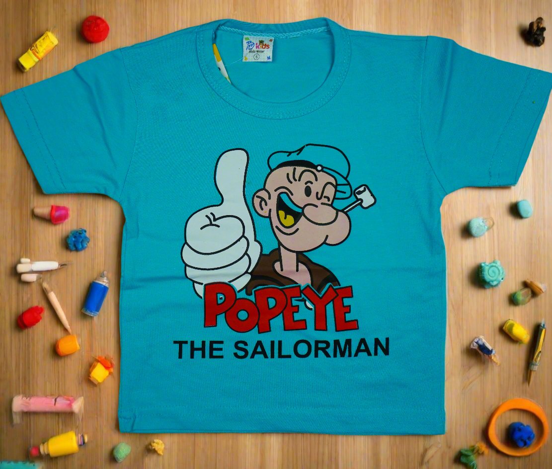 "Popeye The Sailor Man" Boys' Cartoon Printed Summer T-Shirt and Shorts Set