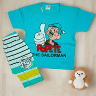 "Popeye The Sailor Man" Boys' Cartoon Printed Summer T-Shirt and Shorts Set
