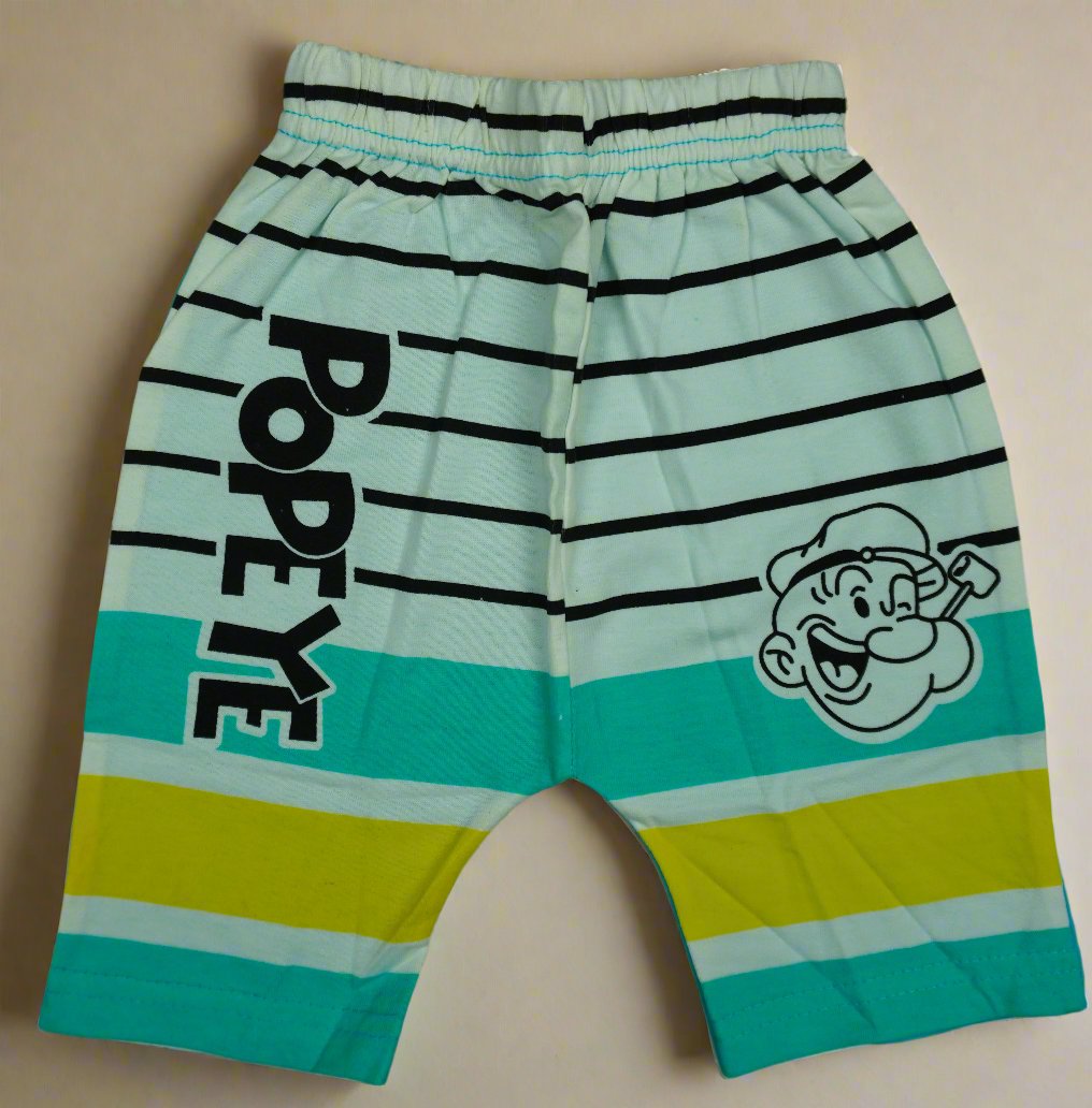 "Popeye The Sailor Man" Boys' Cartoon Printed Summer T-Shirt and Shorts Set