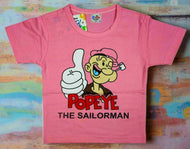 "Popeye the Sailor Man" Kids Pink T-Shirt and Striped Shorts Set