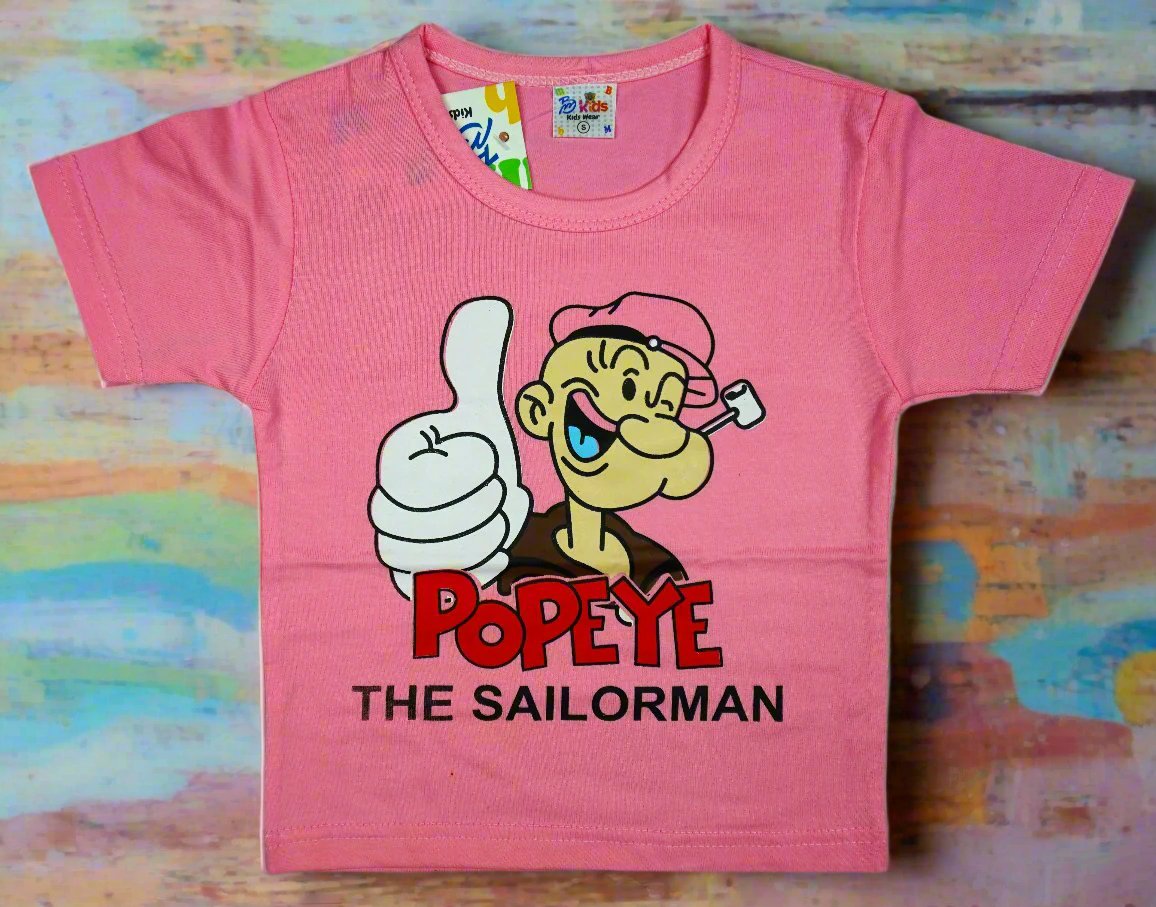 "Popeye the Sailor Man" Kids Pink T-Shirt and Striped Shorts Set