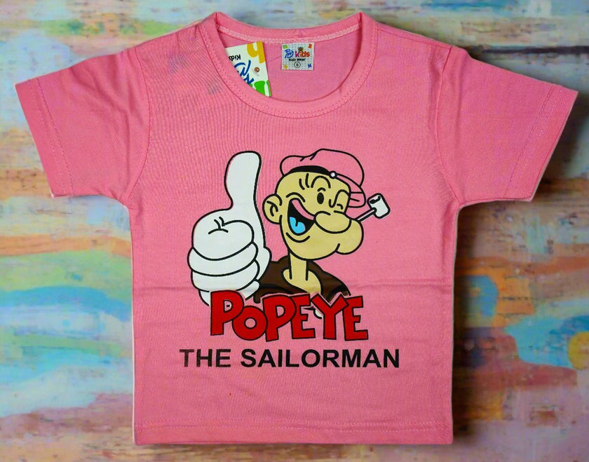 "Popeye the Sailor Man" Kids Pink T-Shirt and Striped Shorts Set