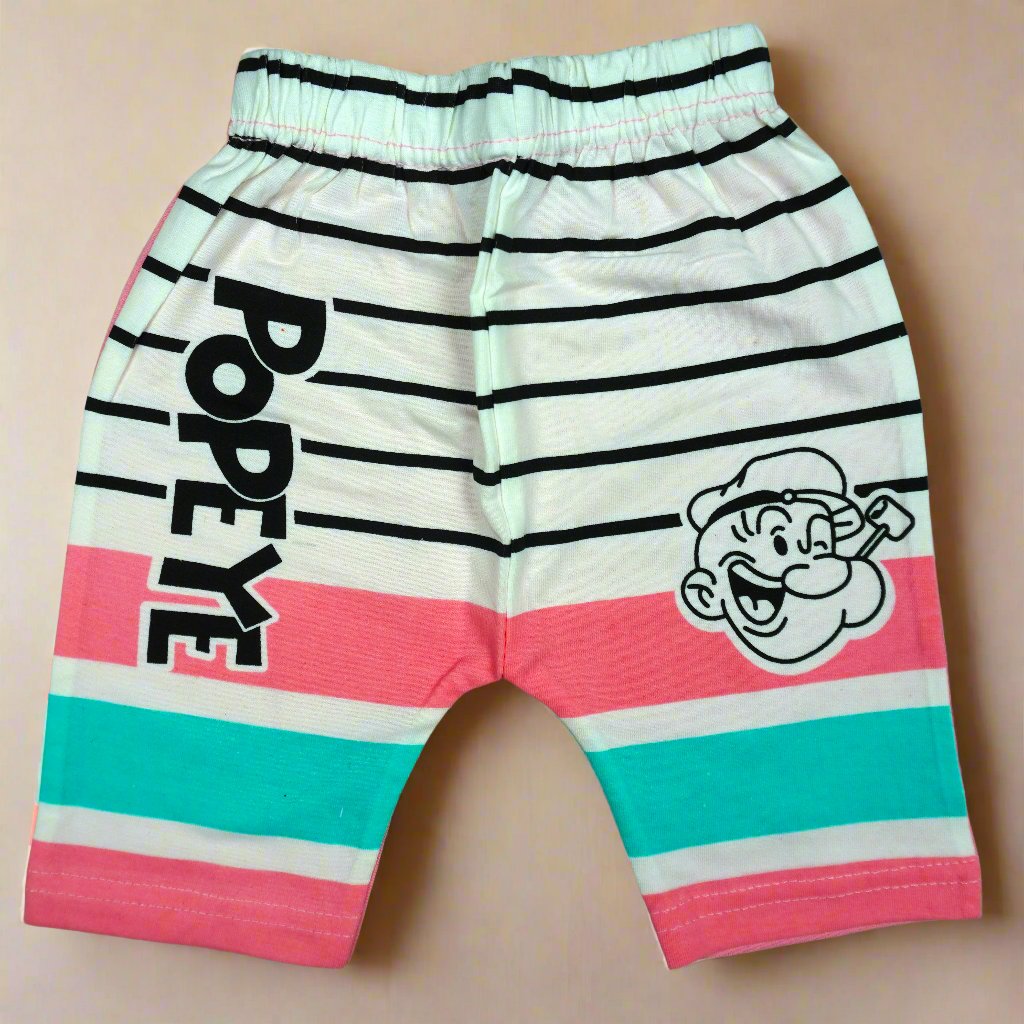 "Popeye the Sailor Man" Kids Pink T-Shirt and Striped Shorts Set