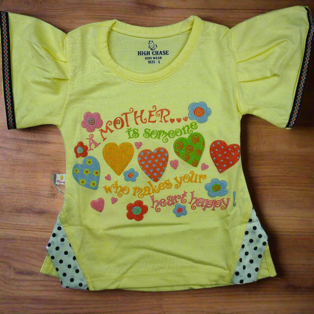 High Chase Adorable Yellow T-Shirt and Pink Skirt Set for Girls