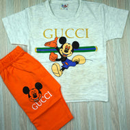 Stylish Mickey Mouse Gucci Inspired Kids' Summer T-Shirt and Shorts Set
