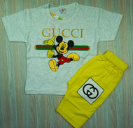 Stylish Mickey Mouse Gucci Inspired Kids' Summer T-Shirt and Shorts Set