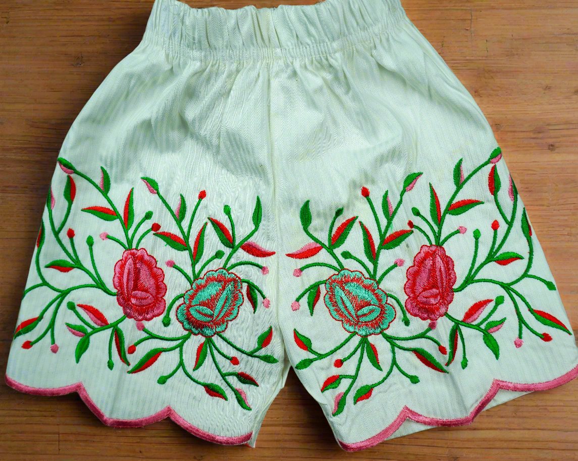 Charming Floral Embroidered Top and Trouser Set for Girls