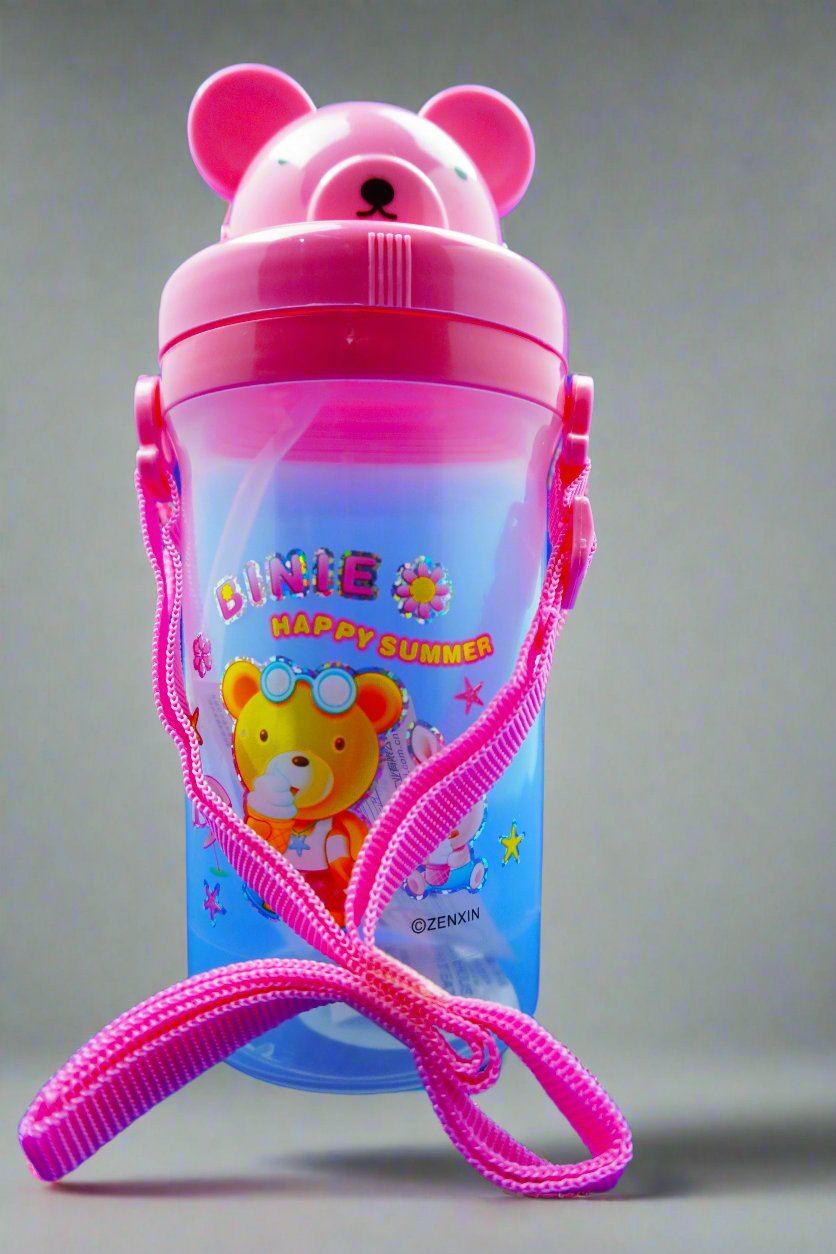 Cute Bear Sippy Cup for Kids - Summer Fun Design | Leak-Proof Water Bottle with Strap