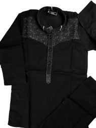 Elegant Black Embroidered Kurta Shalwar for Boys